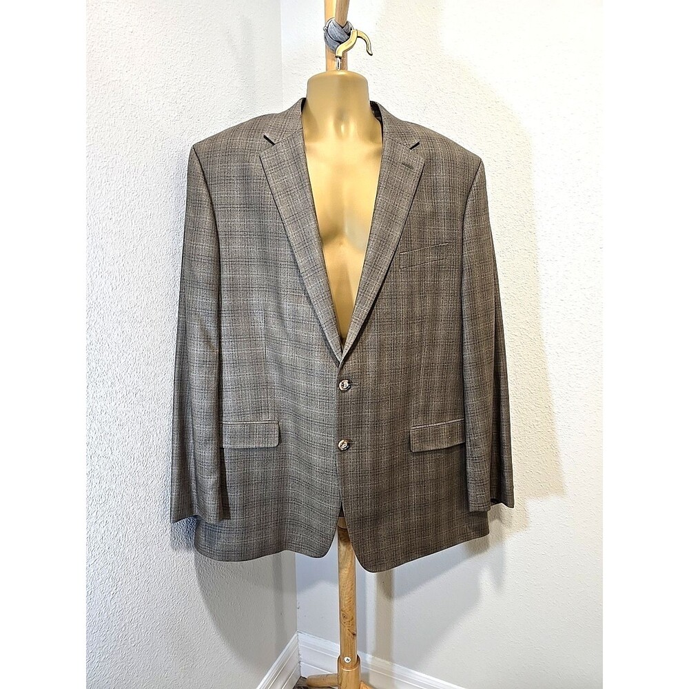 Vtg Lauren Ralph Lauren Silk Wool Sport Coat Blazer Jacket 48L Plaid Career